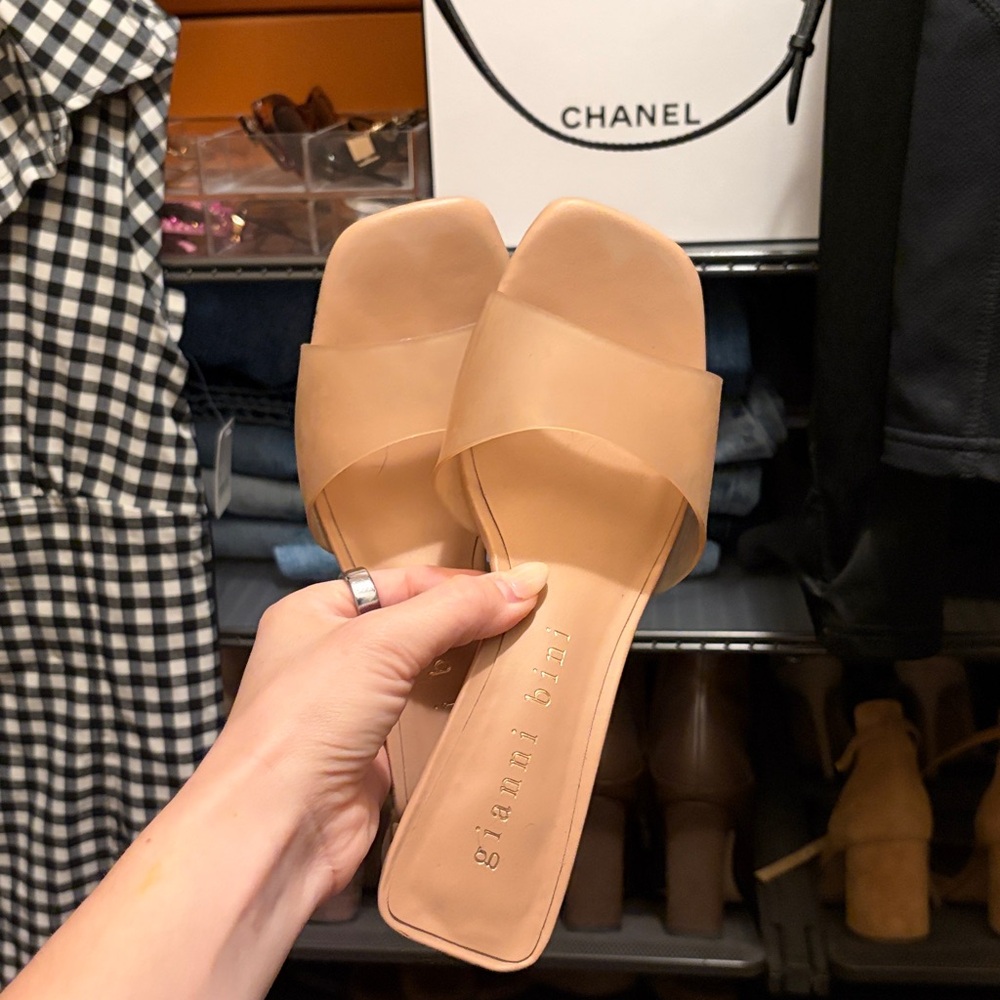 Gianni Bini Nude Clear Slide Heels
